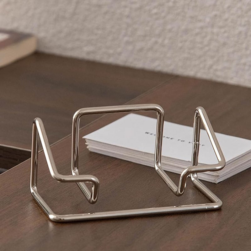 Gold Metal Business Card Stand Desktop Organizer High Capacity Storage Case - Image 3